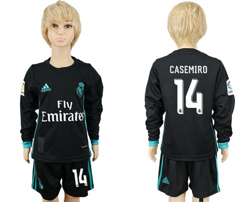 Real Madrid #14 Casemiro Away Long Sleeves Kid Soccer Club Jersey